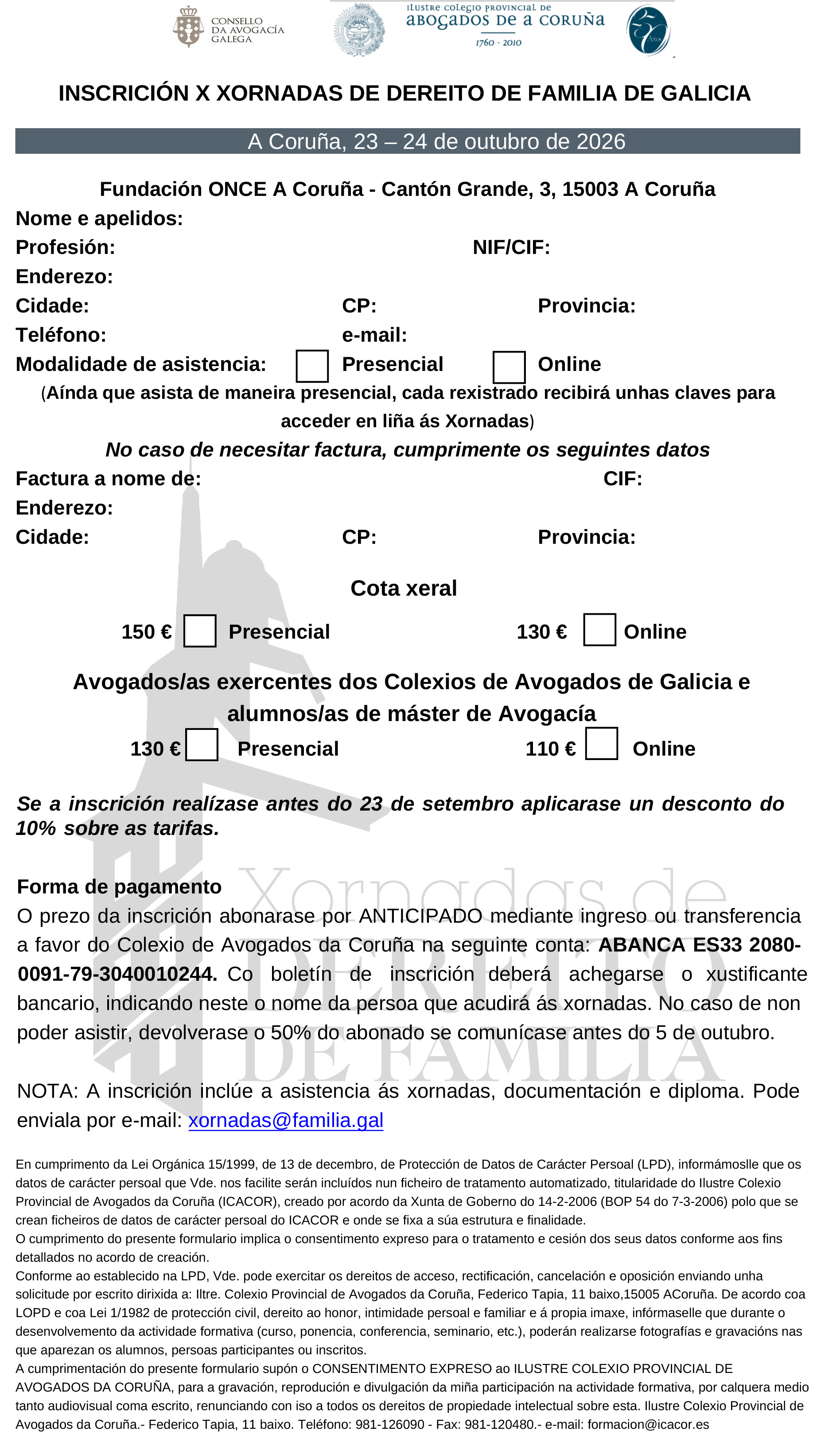 Formulario de inscripción
