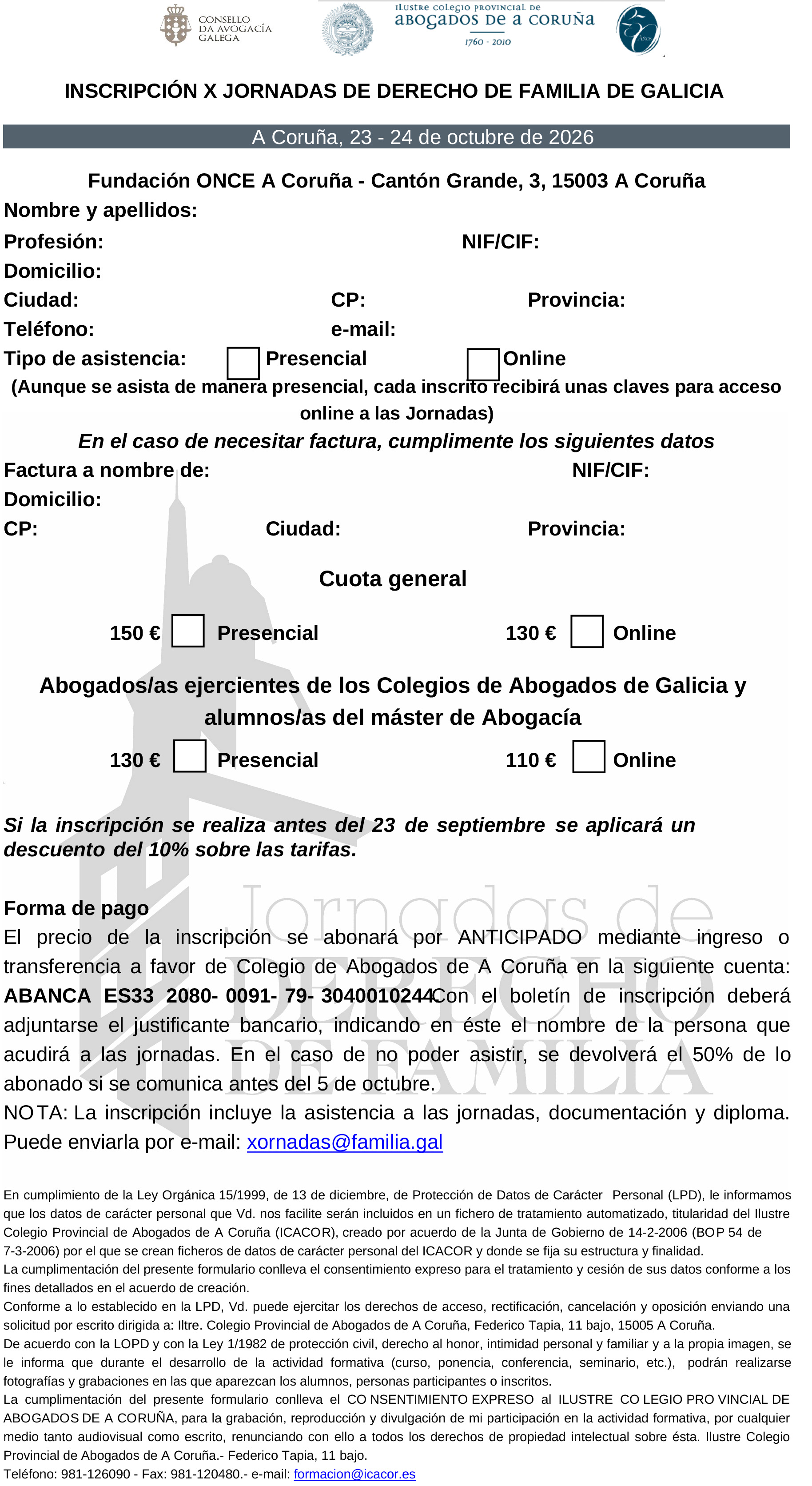 Formulario de inscripción